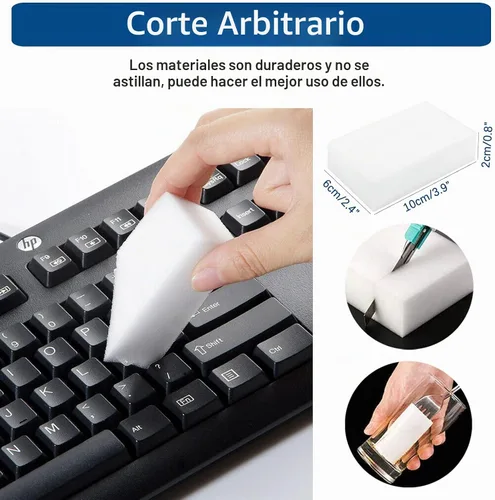 Vista 6 de Paquete de 100 borradores mágicos de esponja, esponja de espuma de melamina extragrande, esponjas multifuncionales de limpieza para el hogar