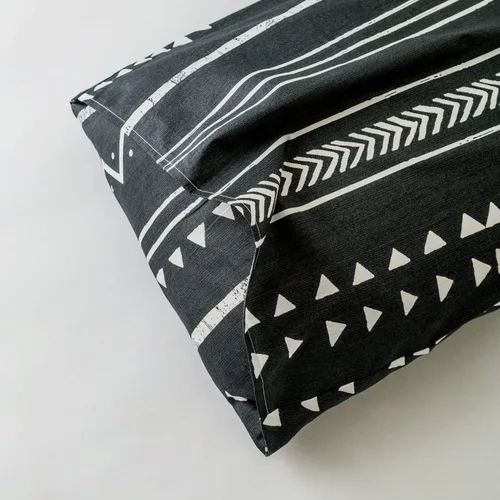 Vista 6 de YuHeGuoJi Juego de funda de edredón azteca negra, tamaño Queen, 100% algodón, 3 piezas, 1 funda de edredón a rayas bohemias con cremallera y lazos