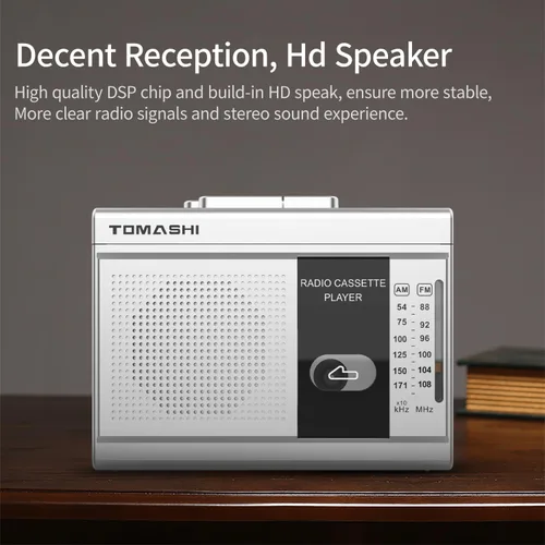 Vista 3 de TOMASHI Reproductor de Casete y Grabador de Cinta FM AM Radio con Altavoz Integrado, Micrófono F-315B