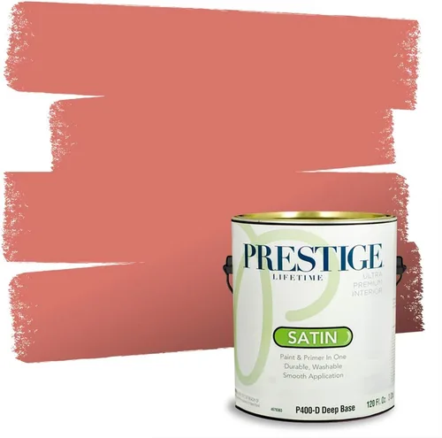 Vista 91 de Prestige Paints E100-T-SW6591 Pintura exterior e imprimación en uno, 1 galón, plano, combinación comparable de Sherwin Williams Amaryllis, 1 galón