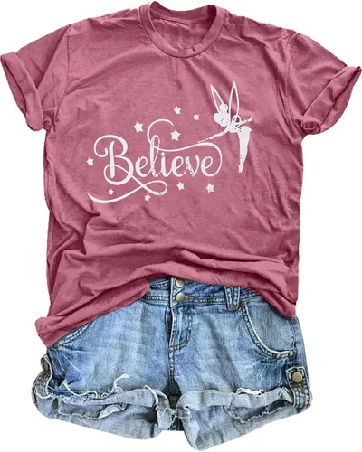 Believe in Magic - Camiseta de manga corta para mujer, diseño gráfico de hadas para niña, divertida camiseta de vacaciones