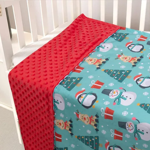 Vista 4 de Manta de bebé para niños y niñas, suave Minky con respaldo de doble capa, estampado de dibujos animados, manta de recepción de 30 x 40 pulgadas