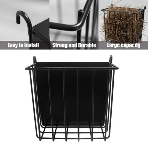 Vista 6 de Comedero de heno para conejillos de indias, comedero de heno para conejo con soporte de heno de marco de metal resistente, para conejos, conejillos