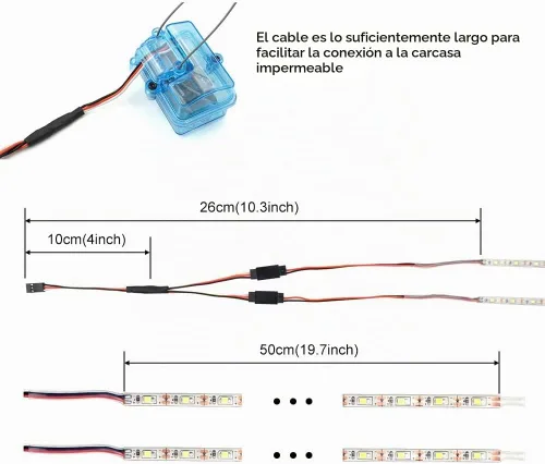 Vista 5 de Tiras de luz LED impermeables para autos RC, camiones, aviones, barcos, drones, ala fija, modelo de ala AR, luz de resplandor inferior (blanco)