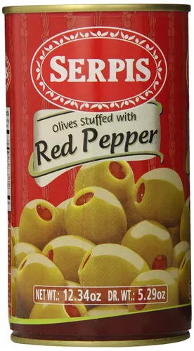 Serpis Aceitunas rellenas de pimiento rojo, 12.34 onzas (paquete de 6)