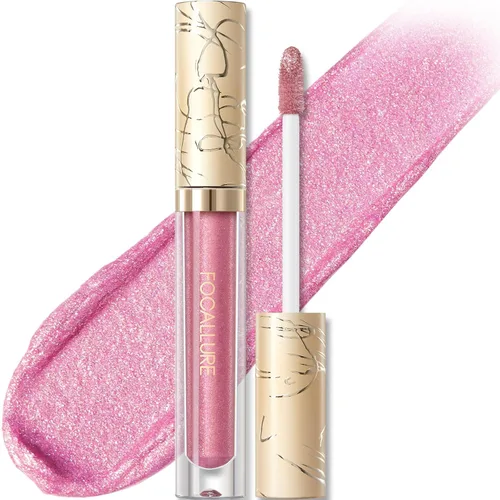 Vista 17 de FOCALLURE Lápiz labial líquido metálico, brillo de labios no pegajoso, color de labios de alto impacto con resistencia a la transferencia