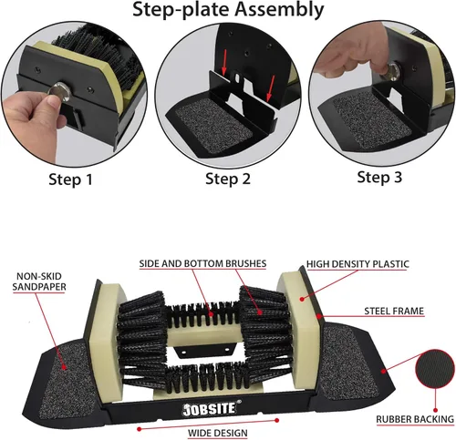 Vista 3 de JobSite - Depurador de botas extra ancho no requiere montaje Cepillo raspador de zapatos para todo tipo de clima