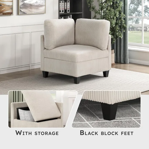 Vista 3 de Lexicon Sofá modular modular para sala de estar, asiento de esquina de pana con almacenamiento, unidades de sofá modular seccional, silla tapizada
