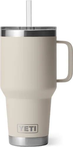 Vista 72 de YETI Rambler - Vaso de 25 onzas con asa y tapa con popote, vaso de viaje para agua, vaso aislado al vacío con asa, acero inoxidable, apicultor