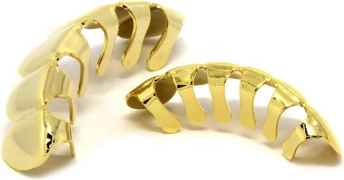 Vista 3 de Dentadura para maxilar inferior o superior, calce personalizado, enchapada en oro 14K, estilo Hip Hop