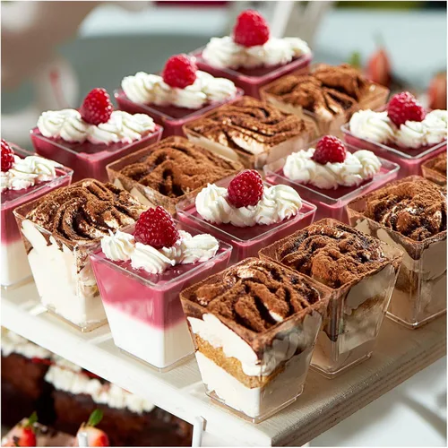 Vista 7 de EASERCY Paquete de 50 tazas de postre de plástico de 5 onzas con tapas, taza de yogur para parfait/aperitivo con tapas para fiesta, mini tazas