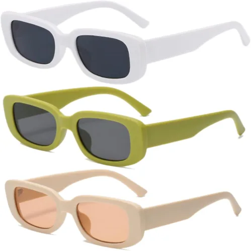 Long Keeper 3 pares de gafas de sol rectangulares retro pequeñas para mujer de los años 90 de moda, cuadradas, rectangulares, UV400