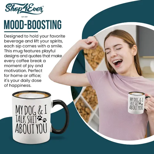 Vista 3 de My Dog & I Talk Sh*t About You - Taza de regalo para papá, perro, mamá, 11