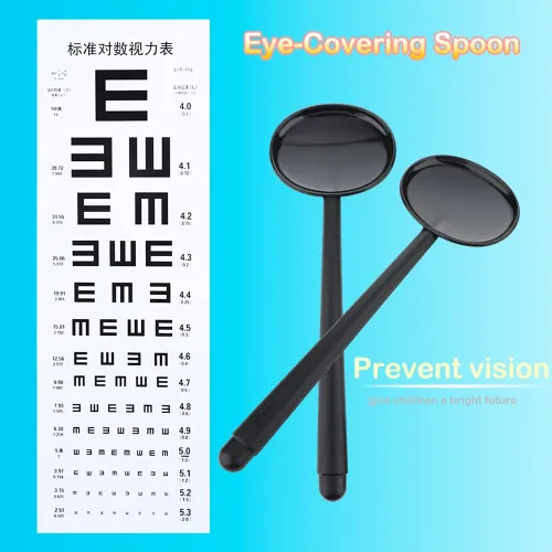 Vista 2 de 6 piezas de oclusor de ojo de mano negro, instrumento de optometría de óptica de visión de plástico para examen de gráfico ocular prueba de visión