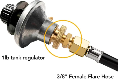 Vista 2 de WADEO Adaptador regulador de tanque de propano portátil de 1 libra, conexión a rosca hembra de 3/8 pulgadas, piezas de estufa de parrilla de camping