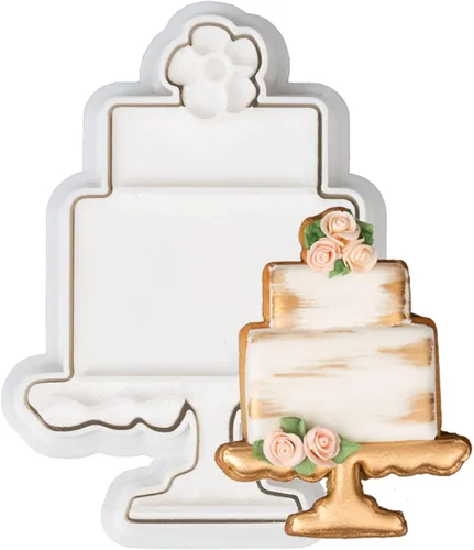 Vista 8 de Flycalf Juego de 11 cortadores de galletas de amor con sello 3D de ácido poliláctico (PLA) para cocina, pastel, vestido de boda, formas de anillo