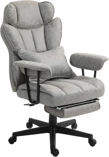 Vista 10 de HOMCOM Silla de oficina ejecutiva, silla de oficina grande y alta de 400 libras con reposapiés, silla de escritorio de microfibra para computadora