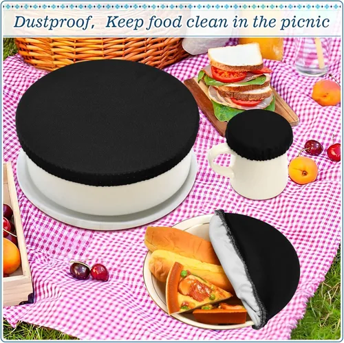 Vista 7 de Fundas de tela reutilizables negras – 5 piezas lavables elásticas para almacenamiento de alimentos de algodón para frutas y sobras