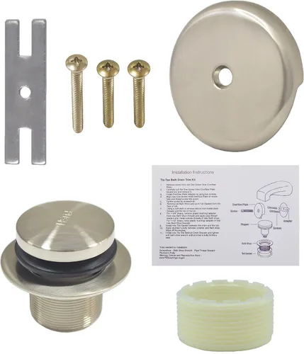 Kit de drenaje de bañera con tapa de desbordamiento de 1 agujero, níquel Níquel cepillado