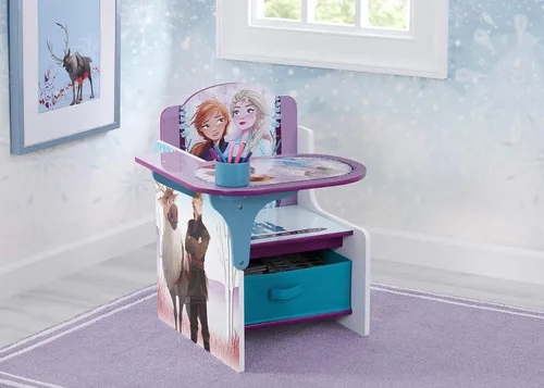 Vista 2 de Delta Children - Escritorio con silla y compartimento de almacenamiento, Frozen II (Disney) Portavasos Respaldo para brazos, madera tratada