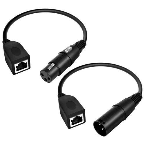 Adaptador XLR a RJ45 de 3 pines, 1 pie, negro, macho a hombre, hembra a hombre, pantalla LED, ideal para iluminación LED, amplificadores,