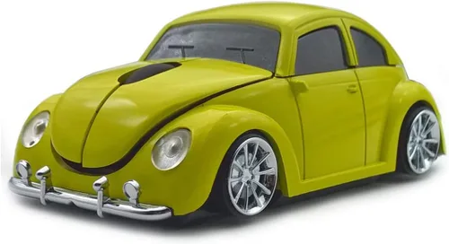 Ratón inalámbrico para automóvil, mouse óptico inalámbrico de 2.4 GHz, mouse de computadora de automóvil, mouse amarillo, mouse con forma de auto