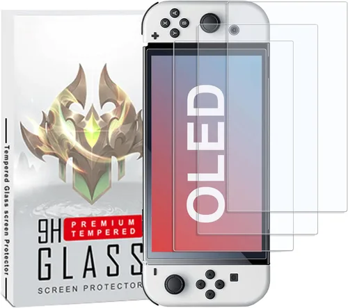 Vista 6 de rapell Paquete de 3 protectores de pantalla de vidrio templado compatibles con Nintendo Switch OLED Premium Protector de pantalla de vidrio templado