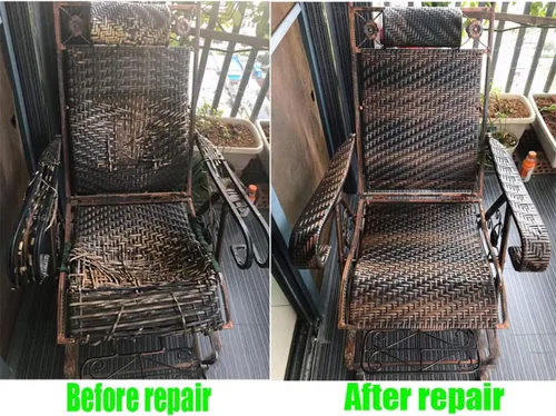 Vista 9 de Ratán plástico sintético, cuatro líneas que tejen material de ratán de plástico, material de reparación de mimbre, kit de reparación de muebles