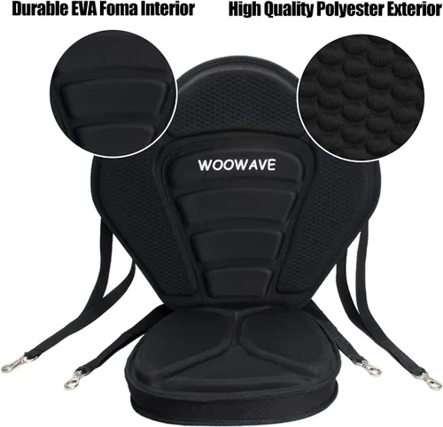 Vista 3 de WOOWAVE Asiento para Kayak Acolchado Deluxe, Asiento para Paddleboard Ajustable, Asiento para Barco Acolchado, Asiento para Pesca, Respaldo Alto