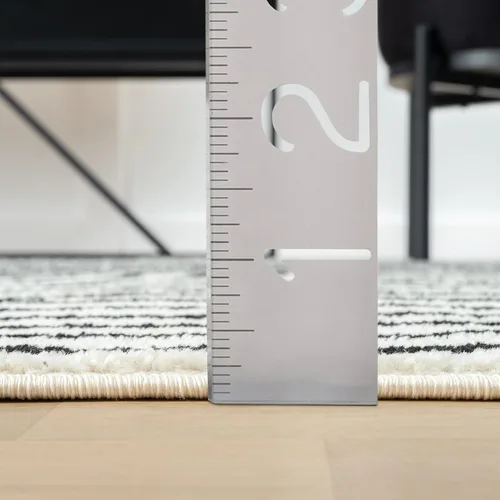 Vista 9 de Alfombra de Área de la Colección Nuevo de Abani - Diseño de Nudo de Arco Blanco y Negro de Mediados de Siglo - 2' x 3' - para Sala de Estar