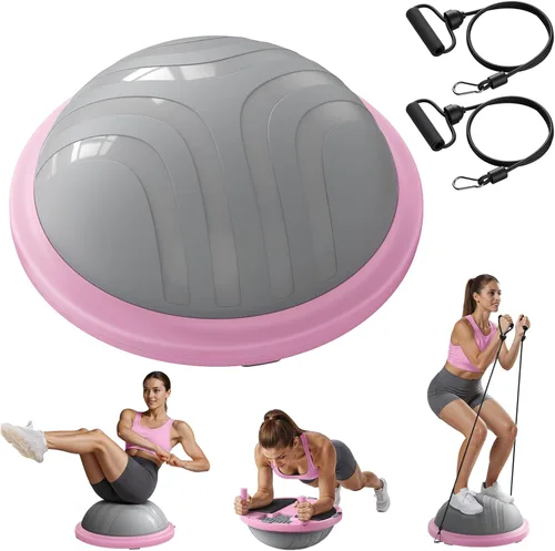 Vista 10 de MERACH Pelota de ejercicio 3 en 1, pelota de yoga, tabla de equilibrio y bandas de resistencia con bomba de pie de 18 pulgadas, 286 libras