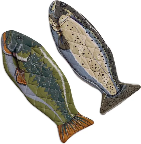 DII Cotton Lake House - Juego de 2 guantes para horno de pescado, 6 x 16.5 pulgadas, lavables a máquina y resistentes al calor, para cocina, cocinar