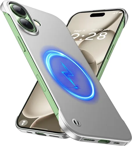 Vista 33 de GRECAZO Magnetic Frosted Frameless Case for iPhone 17 Pro Max, Silvery Tono plata