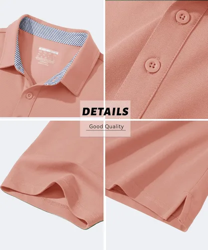 Vista 6 de MAGCOMSEN Camisas polo de manga corta para hombre, de algodón, piqué de 3 botones, ajuste clásico, informal, camisetas de golf