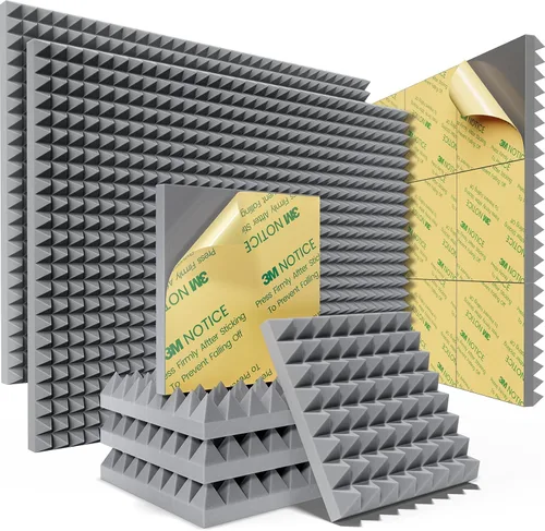 Vista 9 de Sonicism Acoustic Panels Self-Adhesive Pyramid 12 Pack,0.9" X 12" X 12" Sound Proof Foam Panels for walls High Density,Acoustic Wall Panels Fast