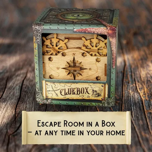 Vista 5 de iDventure Cluebox – Davy Jones Locker – Juego de Escape Room – Caja de Rompecabezas – Caja de Regalo – Rompecabezas de Madera 3D para Adultos
