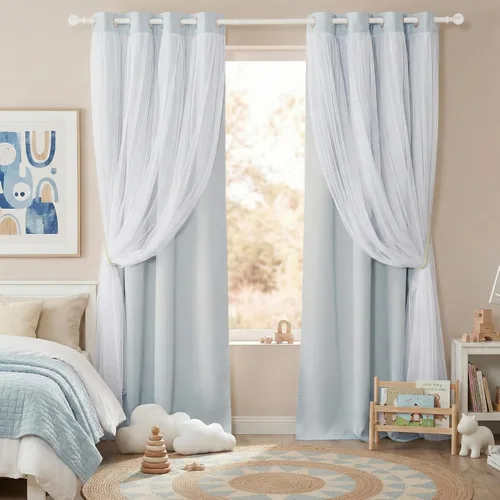 Vista 26 de PONY DANCE Cortinas para Sala de 84 Pulgadas de Largo - Cortinas con Capa Traslúcida, 52 Pulgadas de Ancho, Paneles para Tratamiento de Ventanas