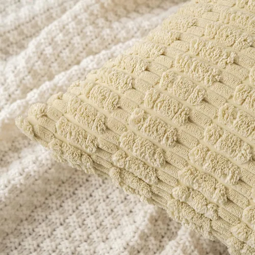 Vista 84 de MIULEE- Juego de 2 fundas de pana suave para cojín; diseño a rayas estilo bohemio, moderno, rural; decoración costera p/verano, hogar, sala de Azul