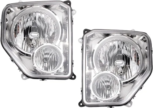 Vista 371 de TRQ Juego de Conjunto de Ensamble de Faros de 2 Piezas de Desempeño Halógeno con Marco Cromado Conductor y Lado del Pasajero Compatible con Mercedes