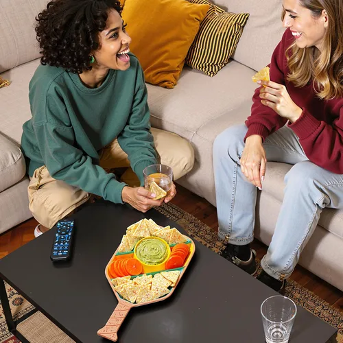 Vista 5 de Bandeja de aperitivos de paleta de pickleball - Bandeja de servir con bolas de pepinillo para aperitivos - Bandeja de servir en forma de paleta