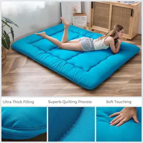 Vista 353 de Colchón futón japonés de piso gris constelación, de piso tatami, portátil, para acampar, para niños, sofá cama plegable enrollable con protector