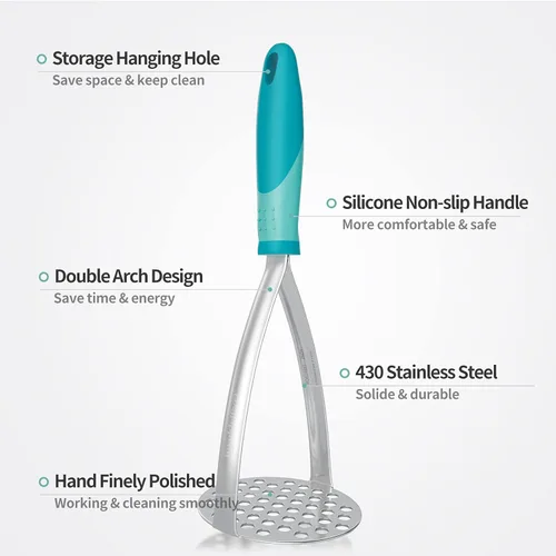 Vista 3 de Joyoldelf Triturador de Papas de Servicio Pesado, Triturador Integrado de Acero Inoxidable Herramienta de Cocina y Triturador