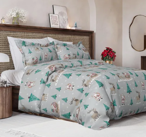 Vista 18 de Juego de funda de edredón de Navidad tamaño individual, funda de edredón extra suave con 1 funda de almohada, ropa de cama navideña con cierres