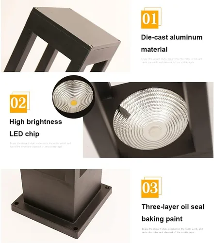 Vista 3 de SLAWA Lámpara Moderna de Poste para Exteriores, Luces LED de Columna para Exteriores con Carcasa de Aluminio IP55 Impermeable Luces de Pilar