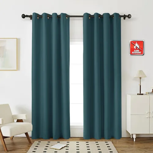 Vista 13 de Fcosie Cortinas ignífugas de 54 pulgadas de largo (2 paneles, beige), cortinas opacas 80% para dormitorio, sala de estar, cortina de oscurecimiento
