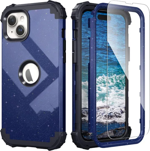 Vista 12 de IDweel Funda para iPhone 14 Plus con Protector de Pantalla para Hombres y Mujeres, Lujosa 3 en 1 a Prueba de Golpes de Ajuste Delgado Híbrida