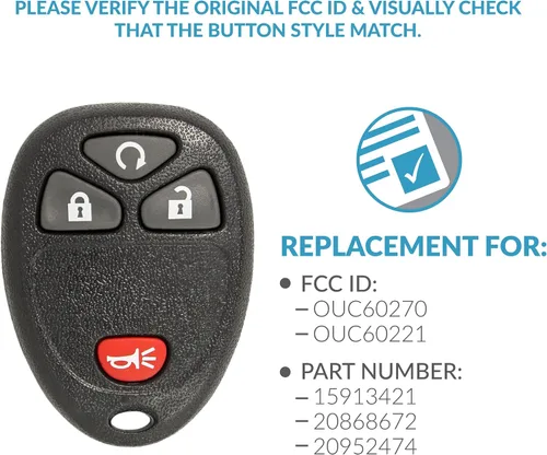 Vista 4 de Modelos de control remoto para autos para los modelos: Suburban Tahoe Sierra que usan OUC60270, OUC60221, 1