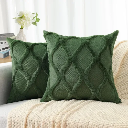 Vista 40 de decorUhome - Juego de 2 fundas de cojín decorativas para primavera de 16 x 16 pulgadas, fundas de almohada afelpadas de lana y piel sintética suave