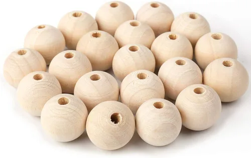 Vista 3 de Foraineam 200 cuentas de madera natural de 0.787 in sin terminar redondas de madera sueltas cuentas espaciadoras de madera para hacer manualidades