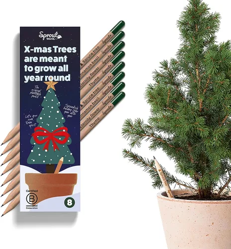 Vista 2 de Sprout World Plantable Lápices Edición navideña Caja de madera Preafilados Lápices de madera HB con surtido de semillas temáticas